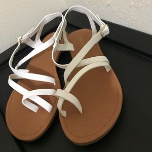 Brand New White/brown summer sandals